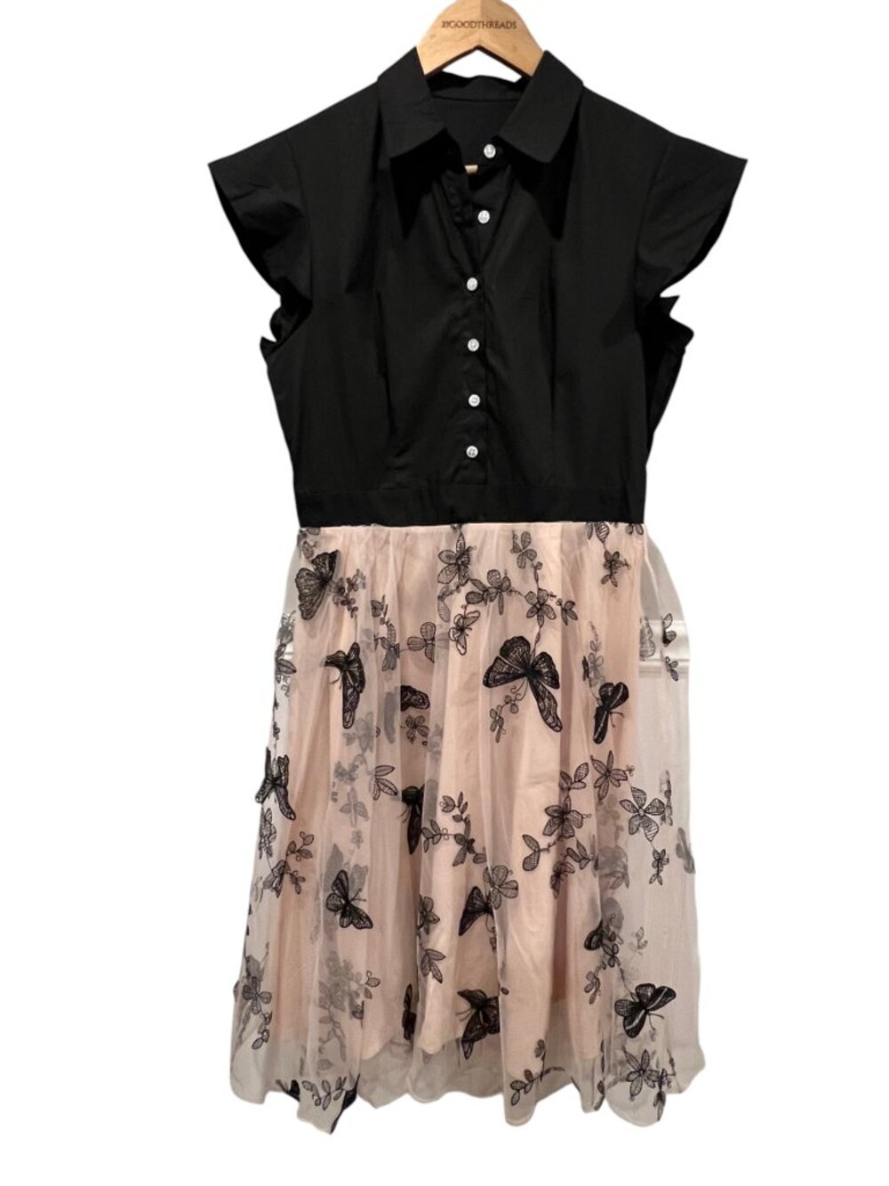 Retro Stage Black & Cream Fit & Flare Butterfly Dress, NWT, XL